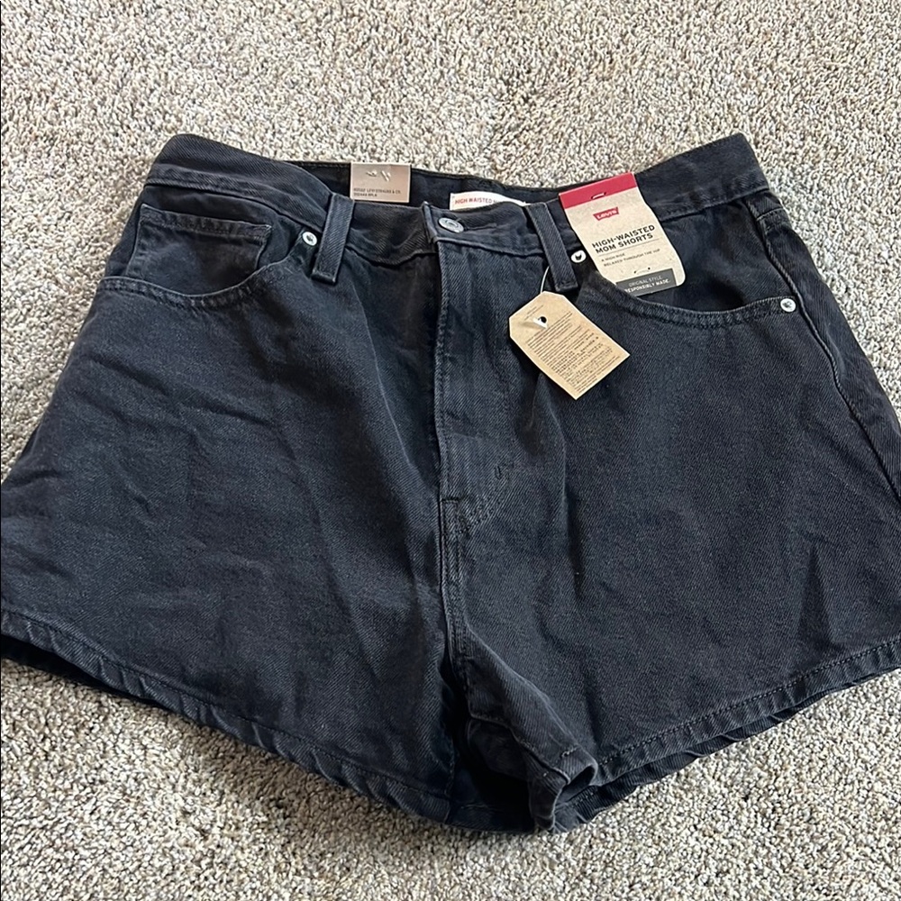 Levi's Black Jean Shorts High-Waisted Raw Hem